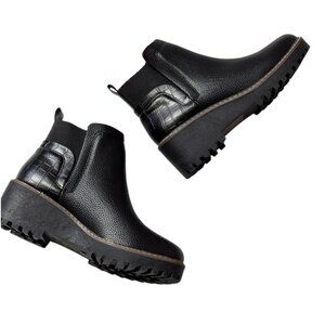 Rampage Sacha Faux Leather Croc Emboss Chunky Wedge Heel Bootie NWT Size 8.5